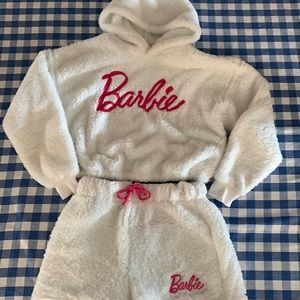 Barbie Sherpa hoodie short set size small both pieces